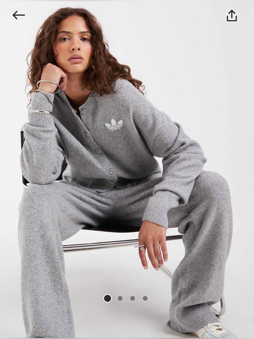 adidas Women’s Gray Knit Cardigan Small and Large
